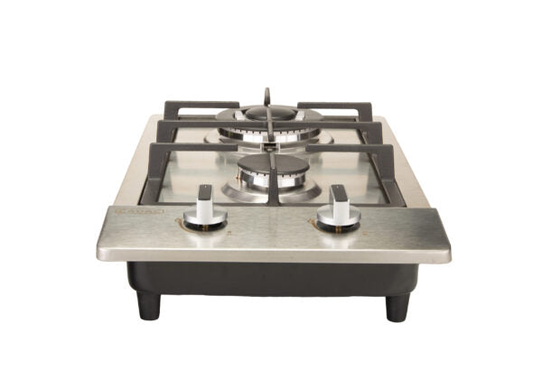 GAS HOB 2 BURNER STAINLESS STEEL