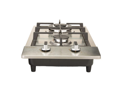GAS HOB 2 BURNER STAINLESS STEEL