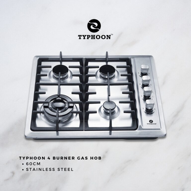 Typhoon 60cm 4 Burner Stainless-Steel Gas Hob